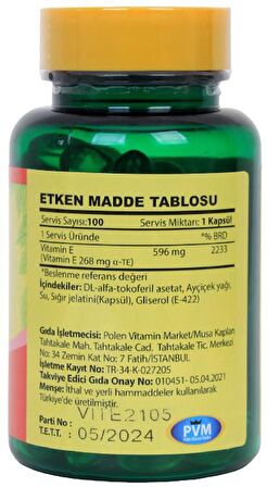 Vitapol Vitamin E 400 Iu 268 Mg 100 Kapsül