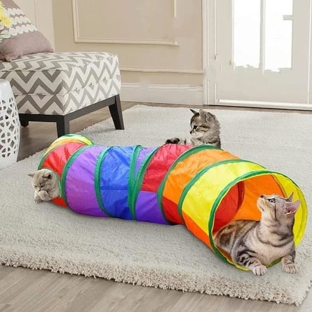TİNEKE T Kedi Tüneli Katlanır Gökkuşağı Uzun Kedi Köpek Oyun Tüneli Evcil Hayvan Oyun Tüneli