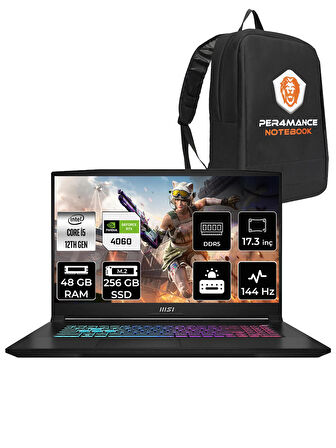 MSI Katana 17 B12VFK31 i5 12450H 48GB 256GB SSD RTX4060/8GB 105W 17.3" FHD 144Hz FDOS  & PER4 ÇANTA
