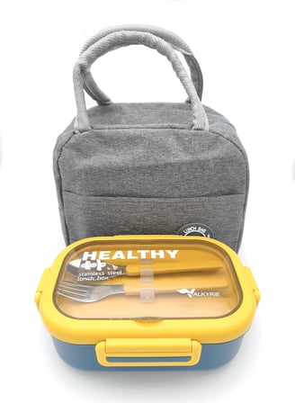 Isı Yalıtımlı Termal Çantalı Çelik Lunch Box – BPA’sız, Sızdırmaz, Çok Bölmeli Yemek Kabı Sarı Yeşil