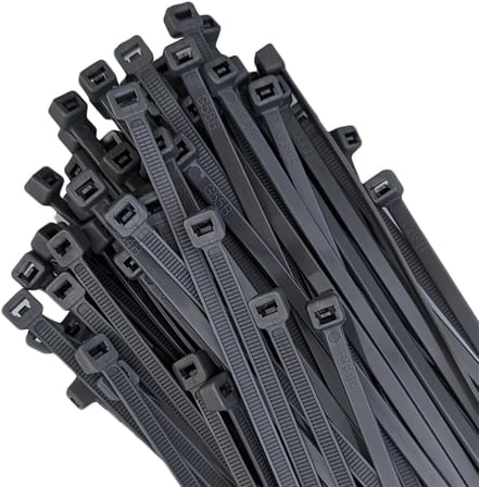100'lü Paket Plastik Kelepçe, Kablo Bağı, (3,6 mm Kalınlık, Siyah, 300 mm Uzunluk), Siyah,