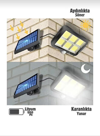 4 Adet 3 Modlu 120 Led Solar Panel Güneş Enerjili Duvar Lambası Bahçe Lambası