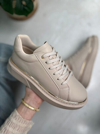 Günlük Kadın Spor Ayakkabı Bağcıklı Hafif Kalın Yüksek Taban Yürüyüş Sneaker 2135