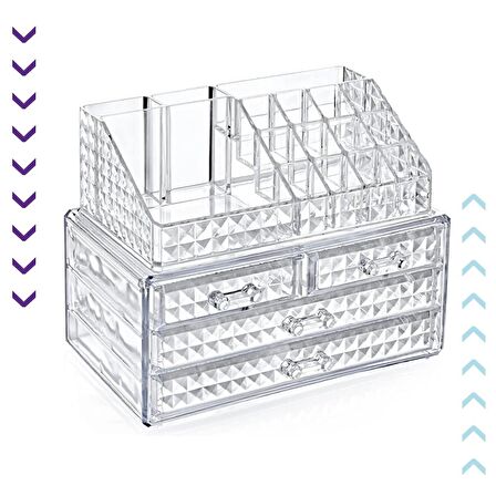 Diamond Akrilik Lüx 4 Çekmeceli Full Makyaj Organizeri