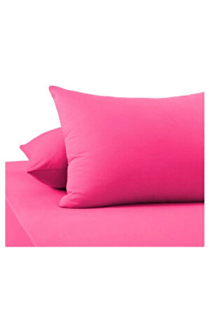 More Home Fuşya Renkli Pamuklu Kumaş Kapaklı Yastık Kılıfı (2 Adet) 50 x 70 cm