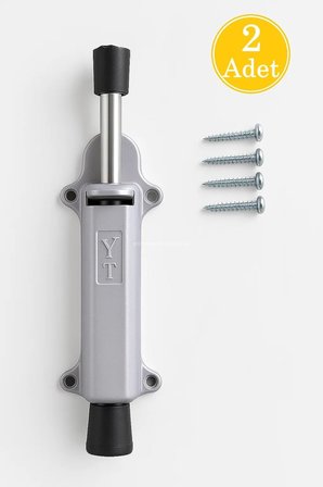 Basmalı Kapı Stoperi, 4 Vida Dahil, Dayanıklı Metal, Kolay Montajlı, Modern Tasarımlı Kapı Tutucu, Estetik ve Ergonomik İç Mekan Aksesuarı (Gri, 2 Adet)