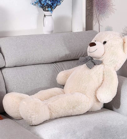 Sevgiliye Özel Hediye- Papyonlu 140 Cm Dev BOY Sevimli Peluş Koca Ayı - Özel Fiyat Beyaz