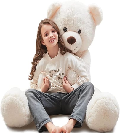 Sevgiliye Özel Hediye- Papyonlu 140 Cm Dev BOY Sevimli Peluş Koca Ayı - Özel Fiyat Beyaz