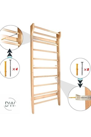 DizyWood Ahşap İsveç Duvarı – Tırmanma Merdiveni ve Egzersiz Barı