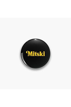 Mitski Sarı Siyah Yazılı Logo Y2K Stil Rozet