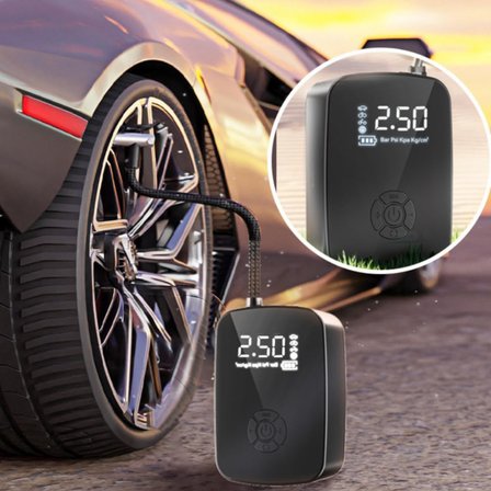 Hava Kompresörü, 150 PSI Dijital Göstergeli Oto Kompresör, Araba, Motosiklet, Bisiklet ve Top İçin, Taşınabilir Şarjlı Kullanım, Fener Işığı, 4000 Mah Batarya, 3 Farklı Başlık (PSI,KPA,BAR,KG/CM²)