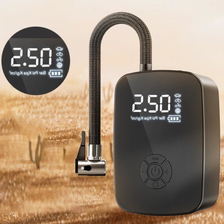 Hava Kompresörü, 150 PSI Dijital Göstergeli Oto Kompresör, Araba, Motosiklet, Bisiklet ve Top İçin, Taşınabilir Şarjlı Kullanım, Fener Işığı, 4000 Mah Batarya, 3 Farklı Başlık (PSI,KPA,BAR,KG/CM²)