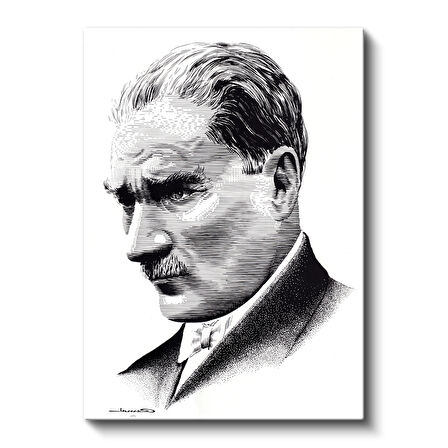 Atatürk Nokta Çizim Tekniği Özel Tasarım Kanvas Tablo