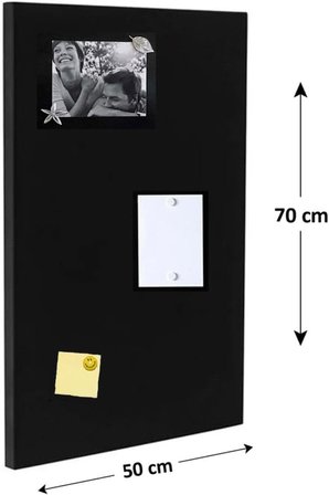 Dünya Magnet Magnet Panosu, Dekoratif Mıknatıslı Pano, Siyah, Metal Pano, 50X70 Cm