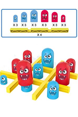 EDOY Montessori Eğitici Oyuncaklar Zıp Zıp Kafalar Strateji Zeka Oyunu XoX Tic Tac Toe