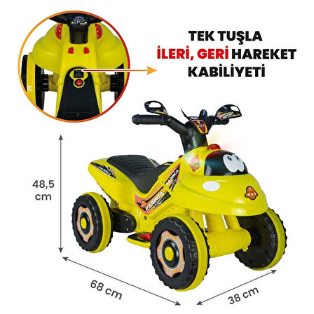 Uj Toys Müzikli ve Led Işıklı Akülü Atv 6V Karınca-Sarı