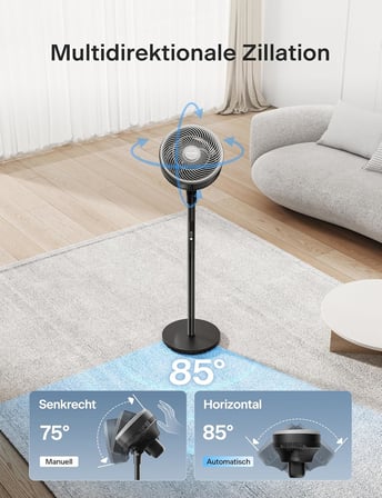 Uzaktan Kumandalı Vantilatör, 36dB Sessiz Çalışma, Hız Ayarı, 60-111cm Ayarlanabilir Yükseklik, Dikey ve Yatay Eksende Salınım, 35 Watt