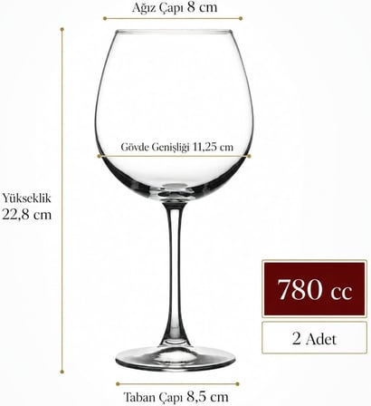 Enoteca Şarap Kadehi 2 Li 780 Cc Büyük Kadeh Bardağı 8693357999999