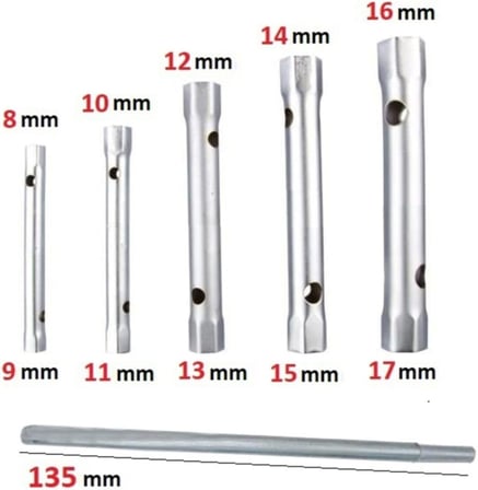 Depolife T Kollu Buji Boru Anahtar Seti Kovan Tipi Borulu Lokma Takımı 8-17Mm Kollu Set 6 Parçalı
