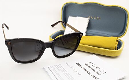 GUCCI  0217S 006 52  Unisex SİYAH Çekik Çerçeve Güneş Gözlüğü