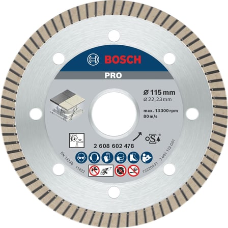 Professional Accessories Best Serisi Seramik için, Extra Temiz Kesim Turbo Segman Elmas Kesme Diski 115 mm