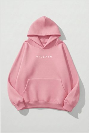 Unisex Yumuşak Dokulu Villain Baskılı Tasarım Oversize 3 İplik Hoodie Sweatshirt