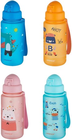 Figürlü 400 ml Pipetli Tritan Çocuk Su Matarası