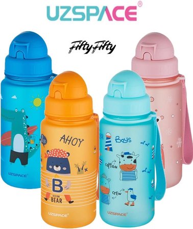 Figürlü 400 ml Pipetli Tritan Çocuk Su Matarası
