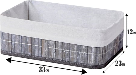 Bambu Çok Amaçlı Saklama Kutusu Düzenleyici Büyük Boy Organizer, Dekoratif Bambu Düzenleyici GRİ (33x23x12cm)