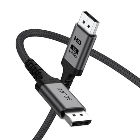 8K DisplayPort 1.4 Kablo 2M – 8K 60Hz 4K 144Hz 2K 240Hz 32.4Gbps G-Sync FreeSync Uyumlu Oyuncu Monitör Kablosu, Örgülü Alüminyum
