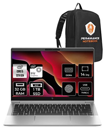 HP EliteBook 640 G10 i5-1335U 32GB RAM 1TB SSD 14'' FHD FDOS 8A572EA & PER4 ÇANTA