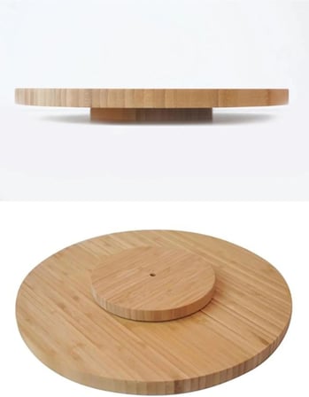 Busstier Bambu 360 Derece Dönen Lüx Servis Sunum Tabağı, 30 cm, Pizza ve Peynir Sunum Tahtası