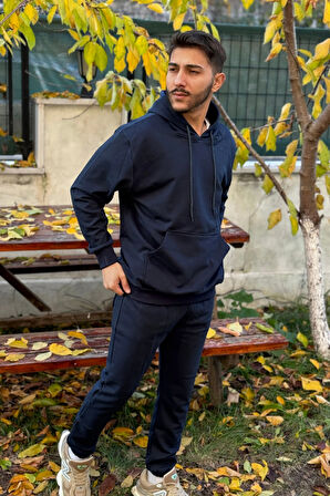 Erkek Oversize Eşofman Takımı 3 İplik Şardonlu