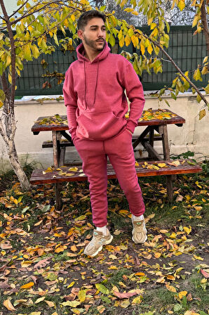 Erkek Oversize Eşofman Takımı 3 İplik Şardonlu