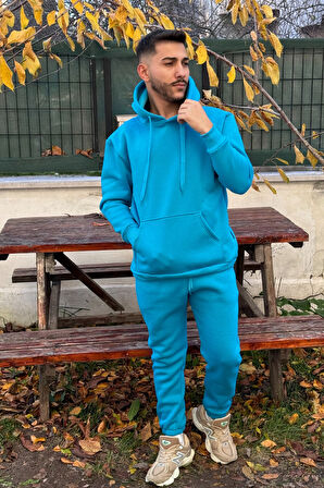 Erkek Oversize Eşofman Takımı 3 İplik Şardonlu