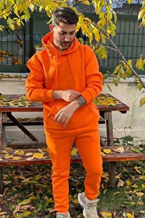 Erkek Oversize Eşofman Takımı 3 İplik Şardonlu