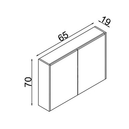 Teta Home Mersin 65CM Mdf Banyo Aynalı Üst Dolap