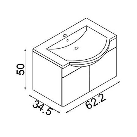 Teta Home Kahire 65 cm Mdf Banyo Lavabolu Alt Dolap