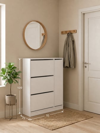 Teta Home Düşer Kapaklı 3 Bölmeli Ayakkabılık