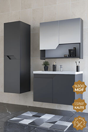 Teta Home Napoli 65 Cm Mdf Banyo Dolabı Seti + Boy Dolabı