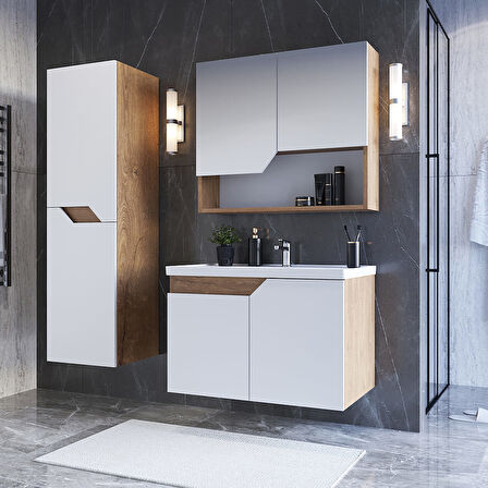 Teta Home Napoli 65 Cm Mdf Banyo Dolabı Seti + Boy Dolabı