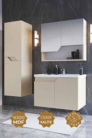 Teta Home Napoli 80 cm Mdf Banyo Dolabı Seti + Boy Dolabı
