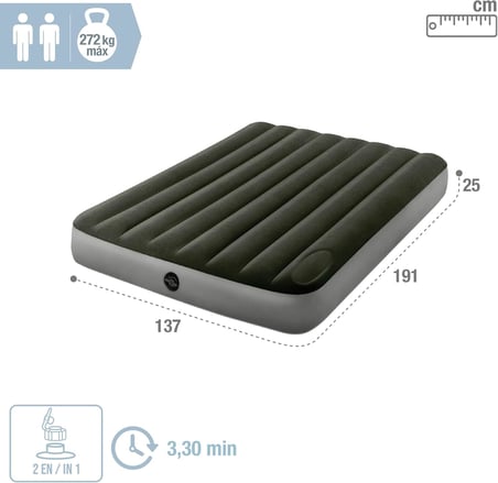 64762 Dura-Beam Downy Şişme Yatak – Tek Kişilik, Fiber-Tech Teknoloji, Dayanıklı &amp; Konforlu Hava Yatağı