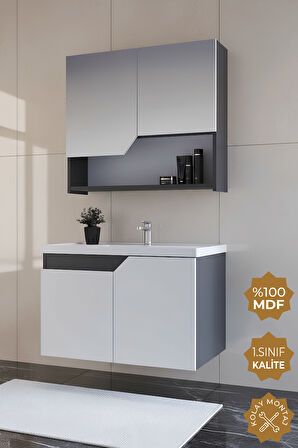 Teta Home Napoli 80 cm Mdf Banyo Dolabı Seti 