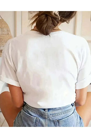 Unisex Kalp Yolu Özel Tasarım Ön Baskılı Tasarım Tshirt