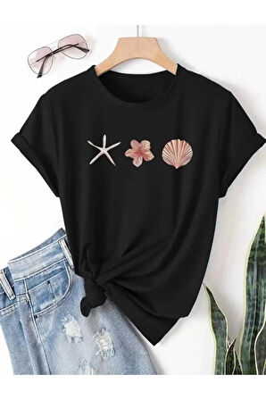 Unisex Deniz Yıldızı Özel Tasarım Ön Baskılı Tasarım Tshirt