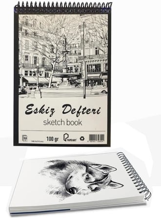 Eskiz Defteri A3 Spralli 50 Yaprak 1 Adet 100 gr 297x420 mm Sketch Book Üstten Açılmalı Ezkiz Defteri