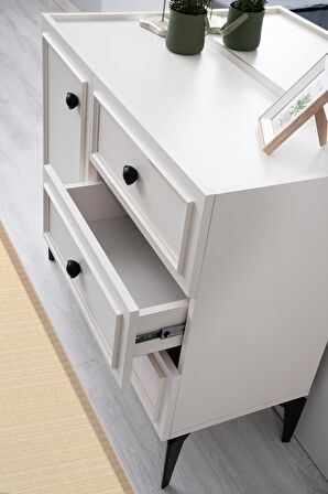 Duru Modern Mdf Aynasız Dolaplı Çekmeceli Şifonyer 95cm 