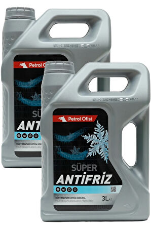 Konsantre Süper Antifriz 3 Litre Dört Mevsim Üstün Koruma (2li Paket)