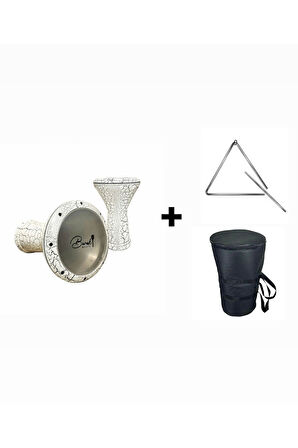 Çatlak Desenli Mısır Darbuka + Üçgen zil + Taşıma Kılıfı